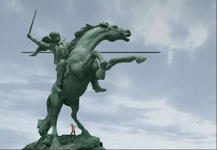 Imagen de la escultura en homenaje a Facundo Quiroga.