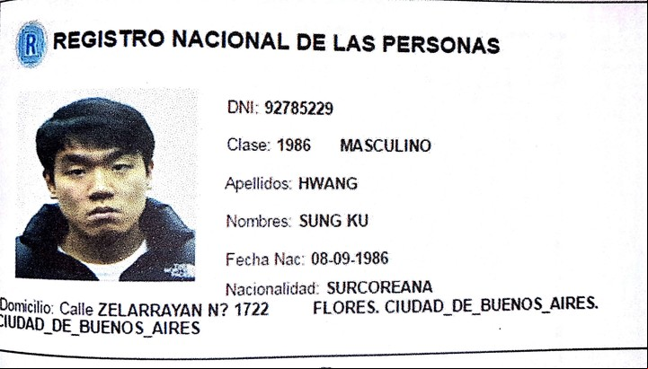Foto del documento de "Mister Korea", uno de los condenados por las DJAI.