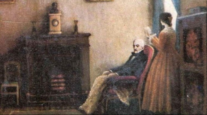 Pintura de José de San Martín ya anciano con su hija Mercedes. / Archivo