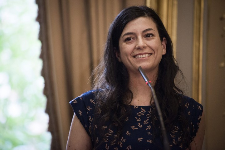 La argentina Samanta Schweblin ha sido la ganadora del IV Premio de Narrativa Breve Ribera del Duero, entre los más de 850 originales presentados, en un evento celebrado en 2015 en la Casa América. EFE/Luca Piergiovanni