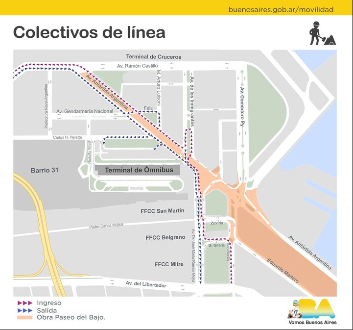 Los nuevos recorridos de los colectivos, por los cortes en Retiro.