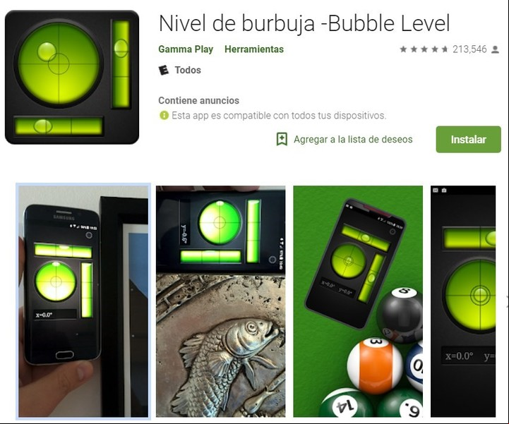 Usar el teléfono como nivel.