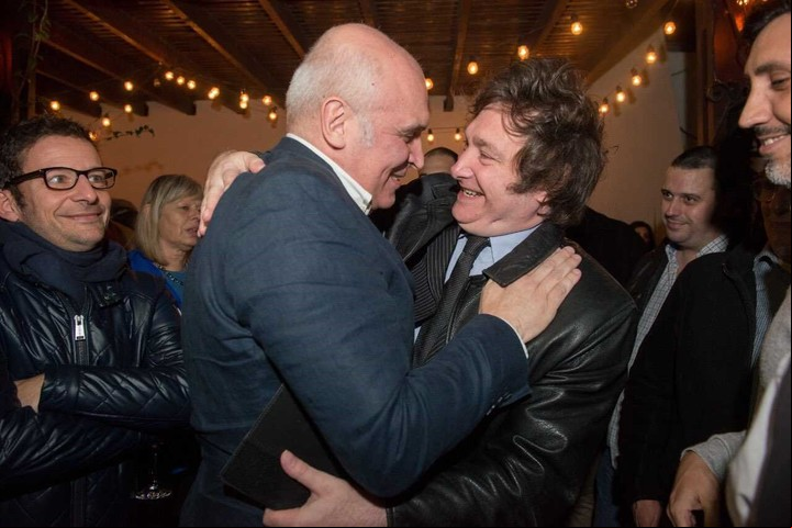 José Luis Espert y Javier Milei, a mediados de 2019. Se apoyan para esta elección pero no hacen campaña juntos.