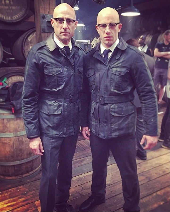 Joe Watts, doble de riesgo en la película "Kingsman", junto al actor Mark Strong.