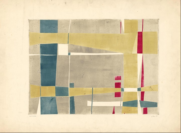 Julio Le Parc, “Papelismo 5”, 1957, monocopia, 55 x 75 cm (estampa 39 x 54 cm). Atelier Le Parc.