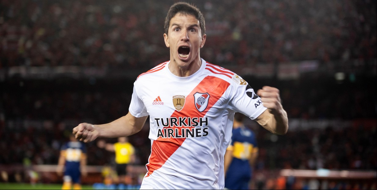 Ignacio Fernández de River celebra un gol ante Boca en el estadio Monumental. EFE/Matías Napoli Escalero
