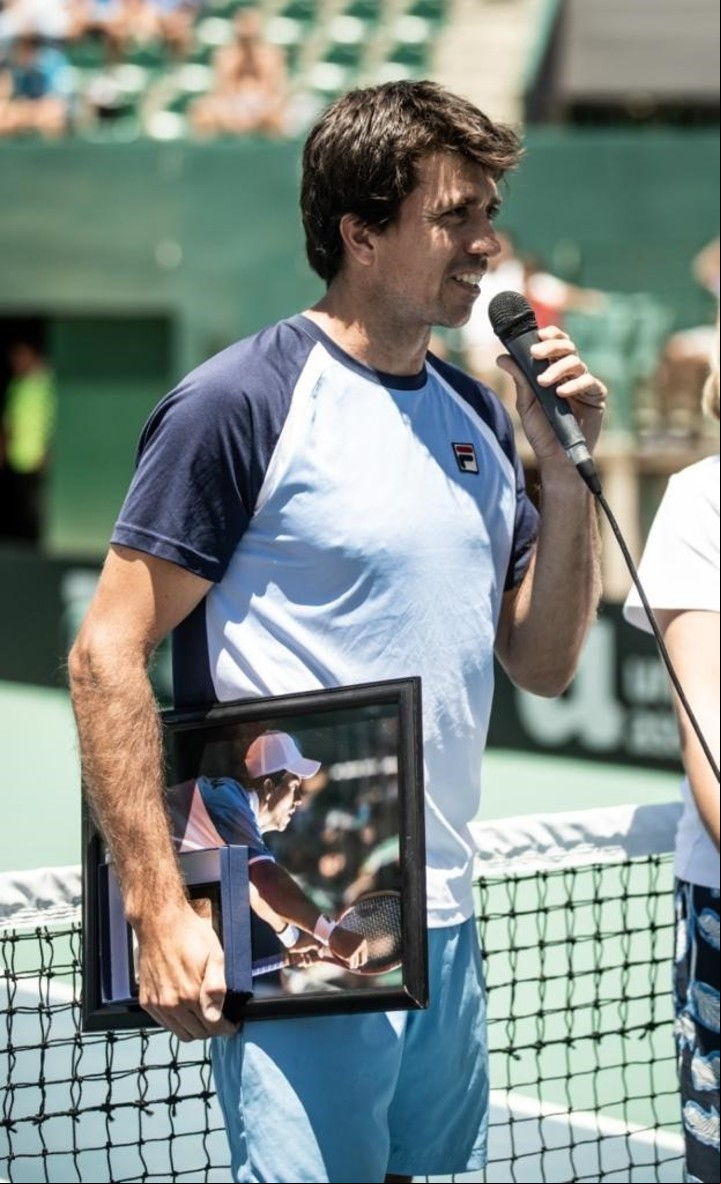 Carlos Berlocq, homenajeado en el BALTC tras anunciar su retiro.
Foto: Prensa AAT