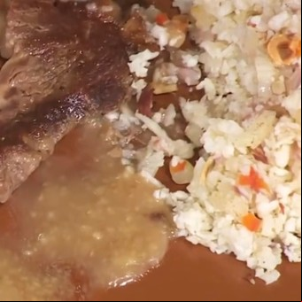 Ojo de bife con cous cous de coliflor