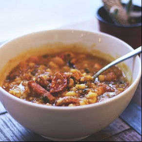 Locro con jamón de cerdo