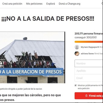 Coronavirus en Argentina: una petición contra la liberación de presos ya suma más de 400 mil firmas y es récord este año
