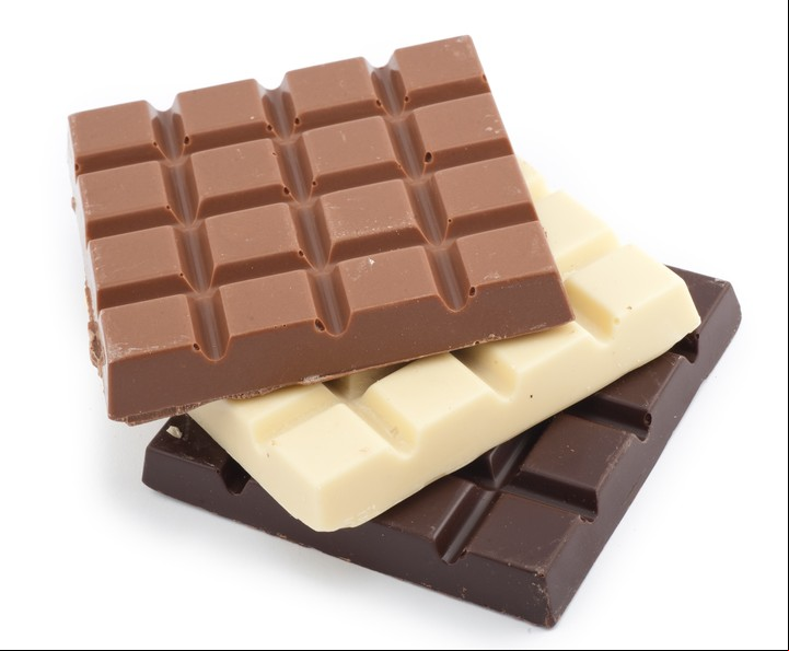 Tipos de chocolate: con leche, blanco y amargo (Foto: Shutterstock).