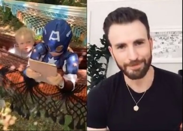 Bridger Walker vio el mensaje que le envió Chris Evans disfrazado el Capitán América. (Twitter)