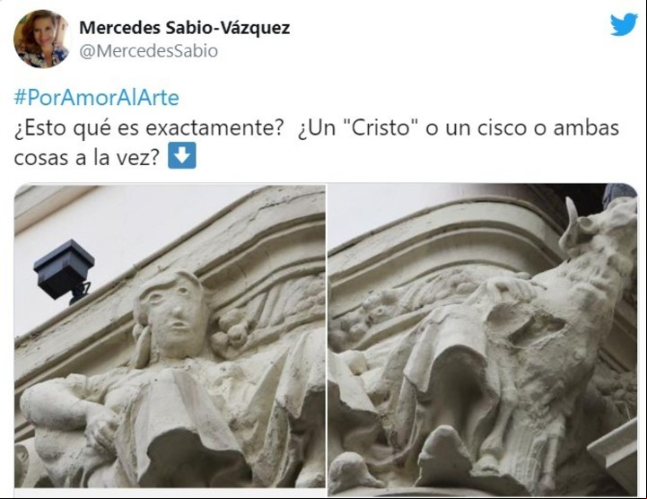 Polémica por la restauración de una estatua que quedó increíblemente mal. Foto Facebook.