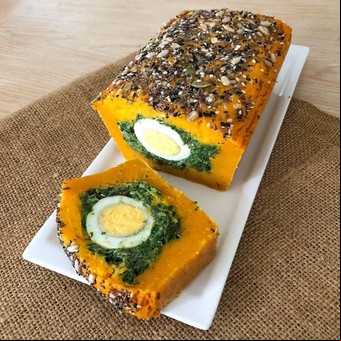 Budín de calabaza, espinaca y huevo
