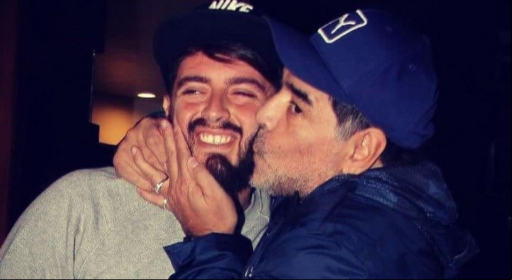 Diego Maradona y su hijo mayor, el día de su reencuentro en 2016. Foto. Arechivo Clarín.