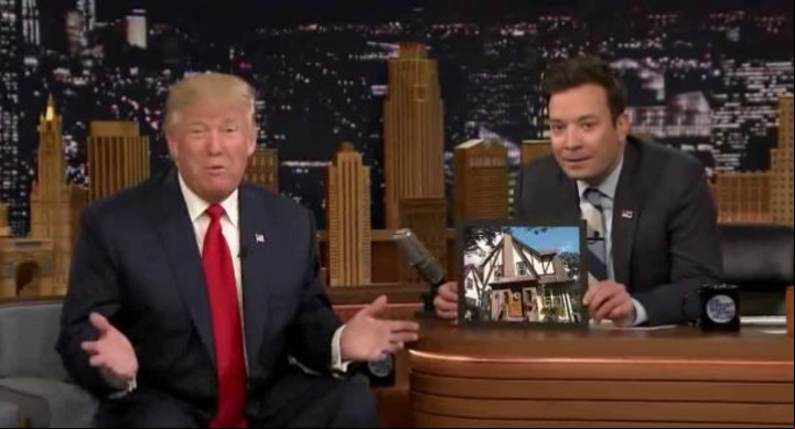 El por entonces presidente de EE.UU., Donald Trump, en el programa de TV de Jimmy Fallon. Foto Archivo Clarín