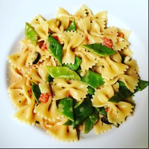 Farfalle con chauchas