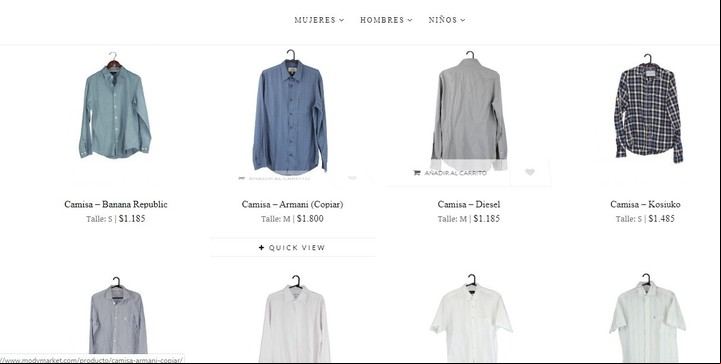 Camisas de hombre en la web de ModyMarket.