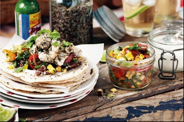 Receta de Tacos de pescado, quinoa y salsa de choclo