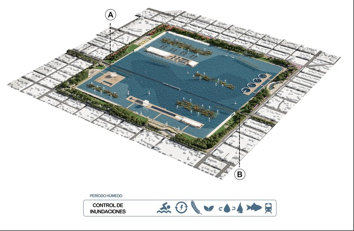 Sistema a tope. El dique en su máxima capacidad controla el problema y concientizando a la comunidad sobre la importancia de mantener el agua dentro de las urbanizaciones.