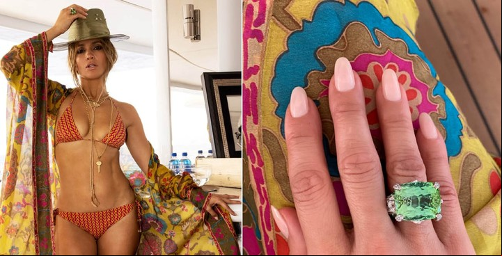Jennifer Lopez mostraba el anillo de bodas que le regaló Ben Affleck (@JLo).