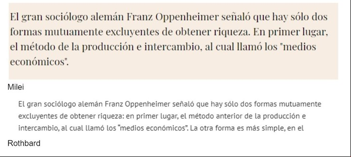 Los textos de Milei y Rothbard.