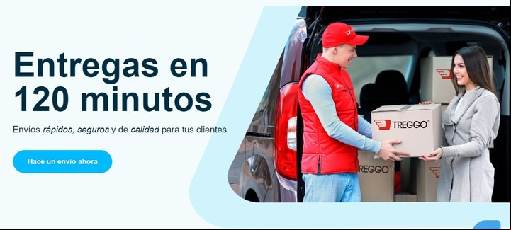 Treggo ofrece en su sitio entregas veloces y se vale de repartidores independientes para concretarlas. Imagen: Captura.