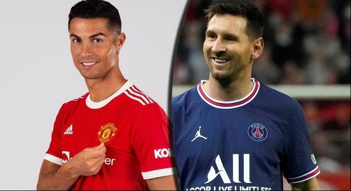 Cristiano Ronaldo y Lionel Messi con sus actuales camisetas de clubes. Foto: Archivo