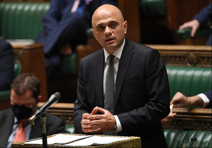 El secretario de Salud británico, Sajid Javid, en el Parlamento. Foto AFP