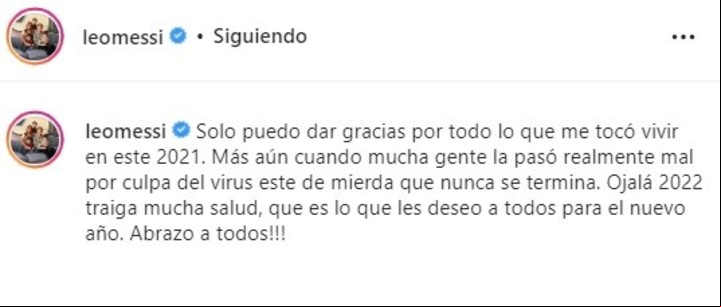 El mensaje de Leo Messi para cerrar un 2021 inolvidable en su carrera.