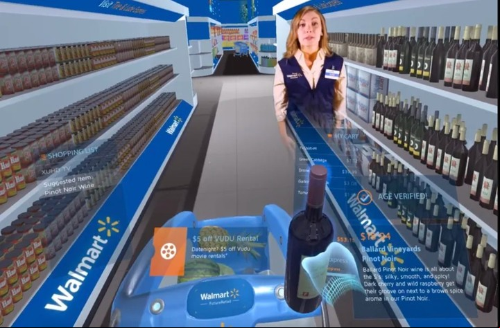 La versión virtual del supermercado Walmart que podría formar parte de la propuesta del metaverso. Foto: Walmart