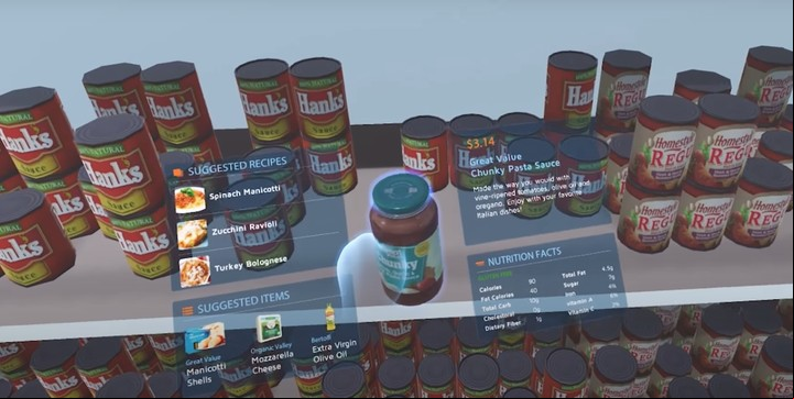 En el video de Walmart el puede seleccionar algún producto de la góndola y recibir al momento información adicional en pantalla.