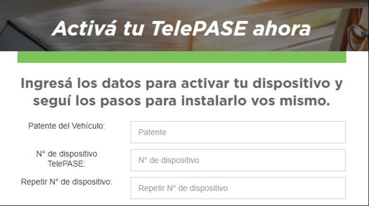 Una vez recibido el dispositivo por correo, hay que entrar al sitio web para activarlo. Imagen: Captura.