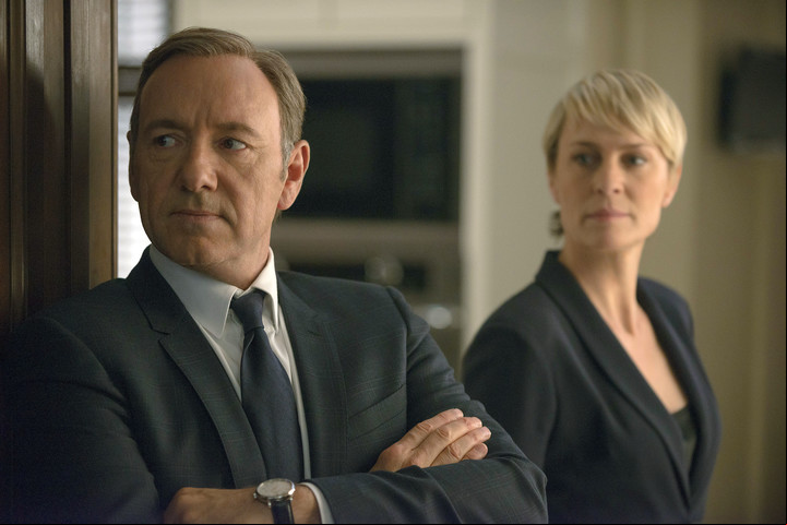 Kevin Spacey junto a la actriz Robin Wright as Clair Underwood en una escena de "House of Cards".