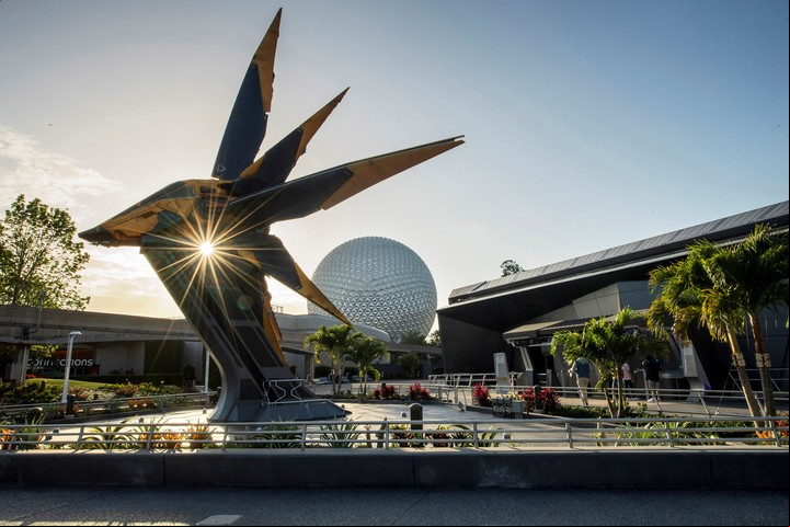 La nave xandariana Starblaster, en el ingreso a "Guardians of the Galaxy. Cosmic Rewind". Foto Disney