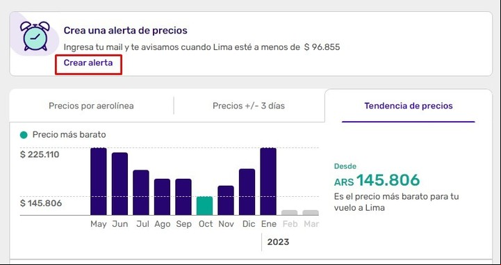 Al hacer una búsqueda de pasajes aparece de inmediato la opción. Imagen: Captura.