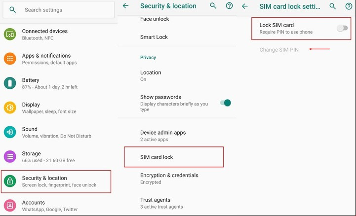 Paso a paso, en la configuración del teléfono: ponerle clave a la SIM
