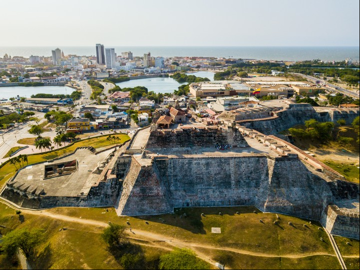 Vista aérea del Castillo San Felipe de Barajas. Foto Procolombia.