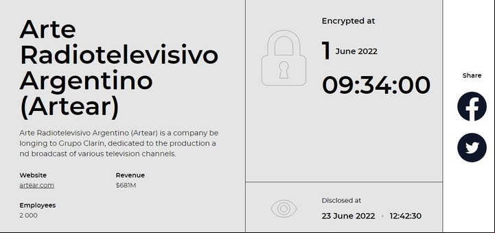 La nota que publicó Hive en la dark web. Foto Hive