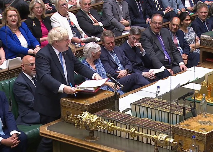 La última intervención de Boris Johnson. Foto: EFE