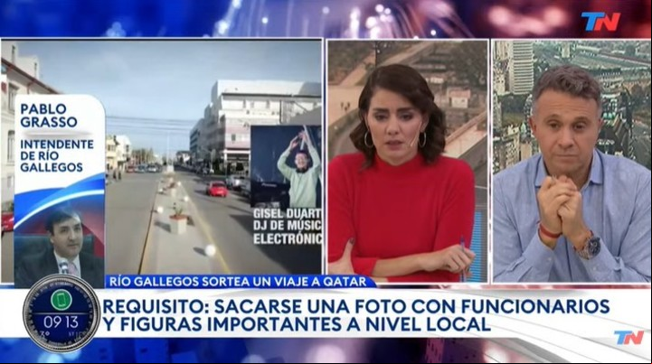 Pablo Grasso en comunicación telefónica con TN explicando el polémico concurso impulsado por el municipio de Río Gallegos. Foto: Captura de TN