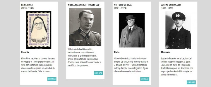 Captura de pantalla. Una imagen del sitio "Museo de los Justos", creado por dos educadoras argentinas. / Foto: Clarín