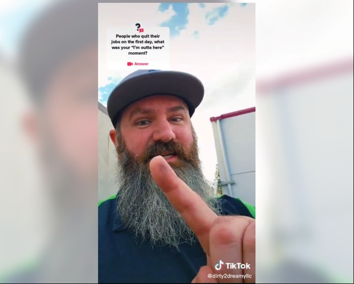 Advertencia. "Vos no dirigís un negocio con integridad y no puedo soportarlo, así que me voy a ir", le dijo al dueño. Foto: captura/@dirty2dreamyllc.