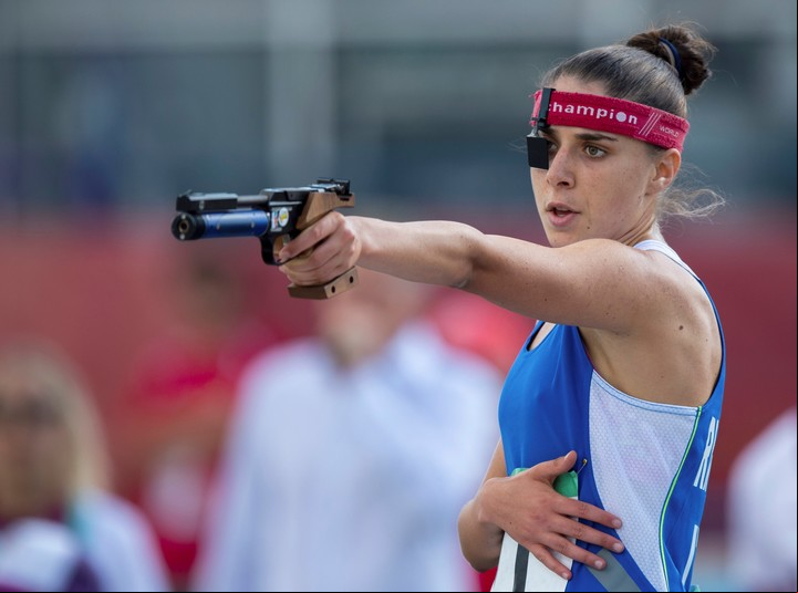 Las pistolas láser se sumaron en Londres 2012 al pentatlón moderno.
Foto AP