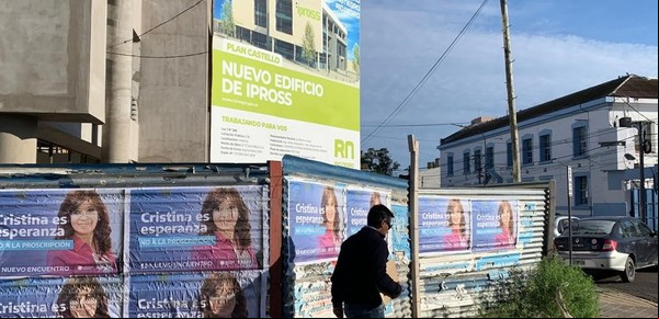Carteles, pantalla gigante y militancia en la previa del acto de Cristina Kirchner en Río Negro