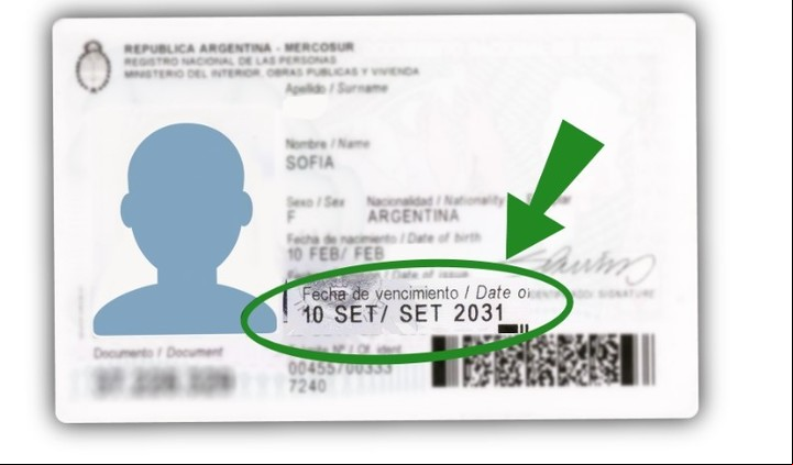 Acá figura la fecha de vencimiento del DNI.