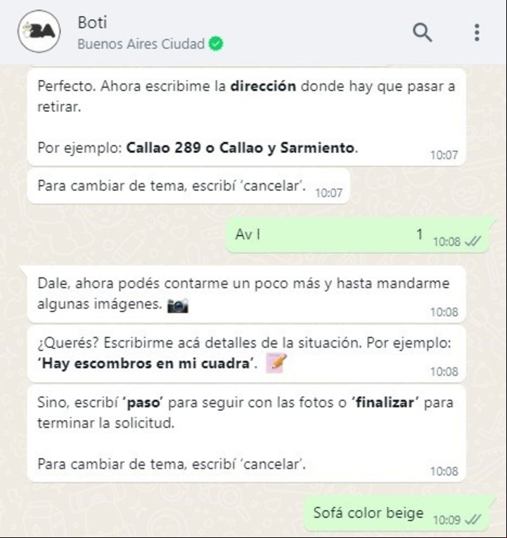 Todo el trámite se hace chateando por WhatsApp.