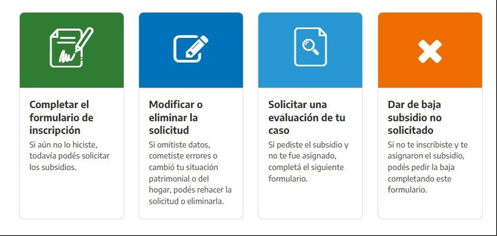 Las distintas opciones que ofrece el portal del RASE. Imagen: Captura.