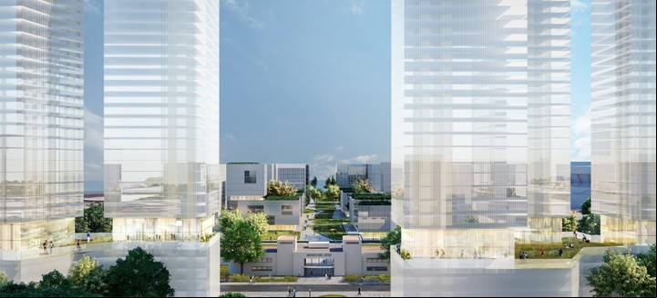 Una imagen simulada de cómo se verá el Parque de la Innovación desde avenida Del Libertador.