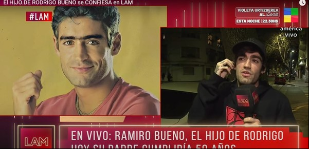 Ramiro Bueno, el hijo de Rodrigo: "A mi viejo lo dejo separado de mi carrera artística"